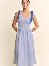 Load image into Gallery viewer, Davi &amp; Dani - Stripe Blocked Tie Straps Midi Dress
