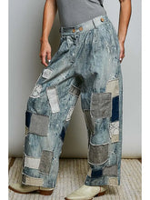 Load image into Gallery viewer, POL - Vintage Washed Mixed Patchwork Wide Leg Artisan Pants
