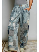 Load image into Gallery viewer, POL - Vintage Washed Mixed Patchwork Wide Leg Artisan Pants
