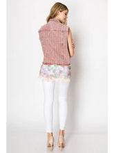Load image into Gallery viewer, Origami - Stunning Denim Vest with Stripe Sparkle Designs –  Raspberry
