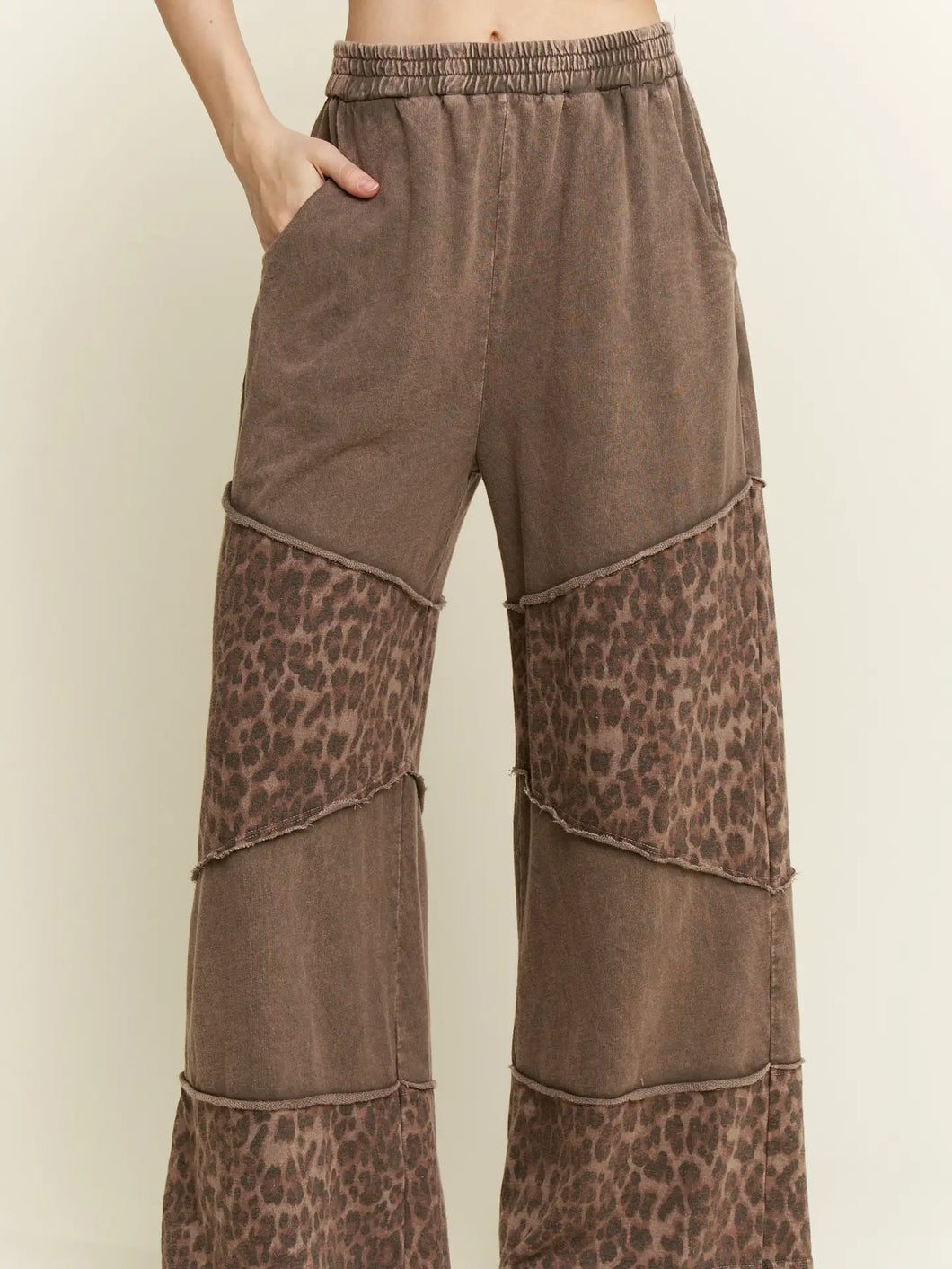 J. Her - Mineral washed Leopard Asymmetrical Tier Pants