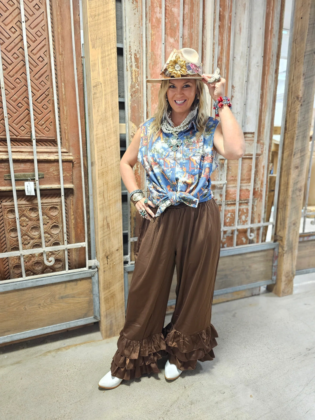 A Rare Bird - Chocolate Satin Genie Pant