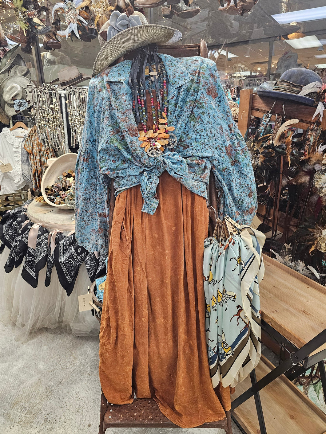 A Rare Bird - Rust Tuck Dress