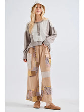 Load image into Gallery viewer, J. Her - Mineral washed Patchwork Lace Detail Wide Leg Pants

