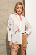 Load image into Gallery viewer, Blue B - Embroidered Western Cowgirl Linen Shirt Blouse

