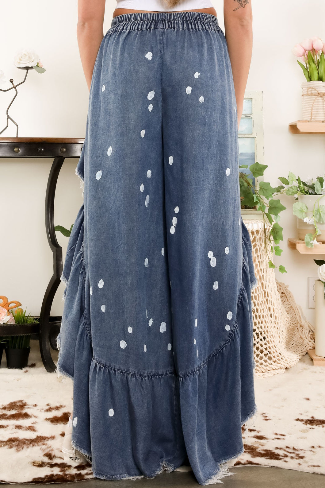 Tencel Paint Splash Flare Elastic Pant