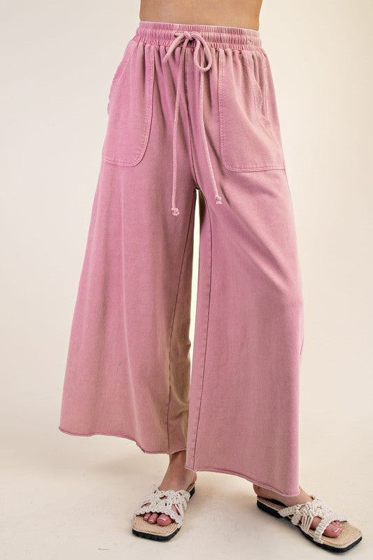 Plus Size-washed Terry Knit Wide Sweatpants