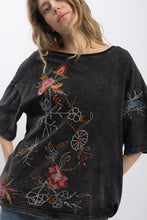 Load image into Gallery viewer, Embroidered Short Sleeve Washed Top
