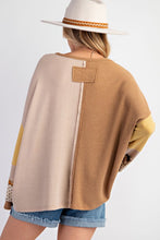 Load image into Gallery viewer, Plus Size-color Block Thermal Washed Pullover
