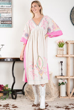 Load image into Gallery viewer, Deep V Neck Mid Slv Maxi Dress
