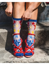 Load image into Gallery viewer, Sock Candy - Supergirl Star Shimmer Sheer Crew Sock
