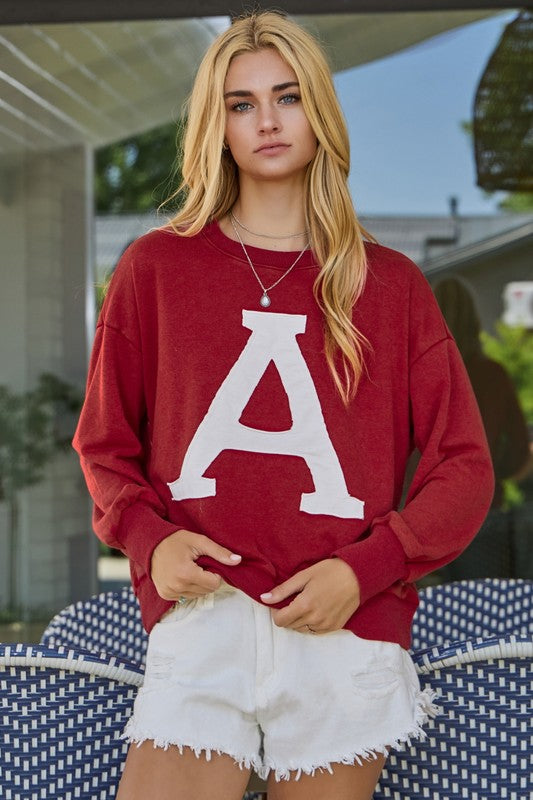 Acid Washed Sweatshirt A Logo On Top