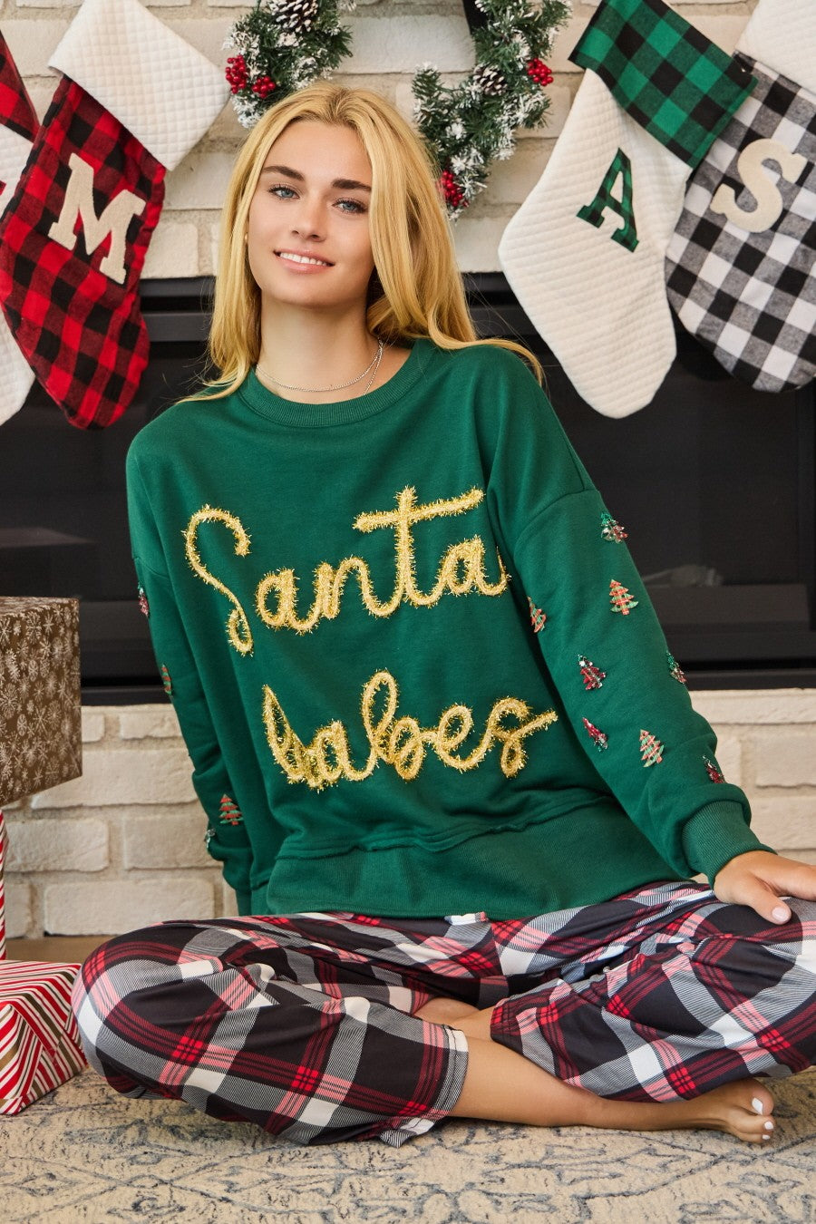Holiday Sparkled Front Letter Sweatshirt