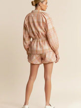 Load image into Gallery viewer, J.NNA - Plaid Zipper Long Sleeve Top
