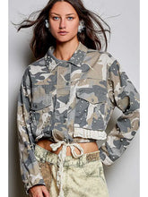 Load image into Gallery viewer, Pol - Patch Elastic Waistband Adjustable Button Woven jacket
