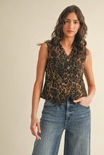 Load image into Gallery viewer, ANNIEWEAR - Stretch Leopard Denim Button Down Vest
