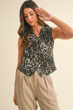 Load image into Gallery viewer, ANNIEWEAR - Stretch Leopard Denim Button Down Vest
