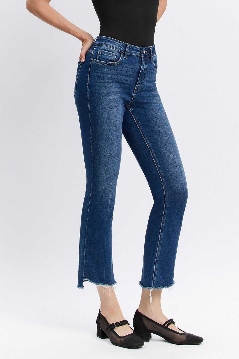 Vervet - Plus Size High Rise Raw Step Hem Kick Flare Jeans