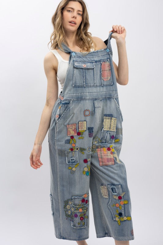 Bluevelvet - Vintage Washed Denim Overzied Bib Overalls