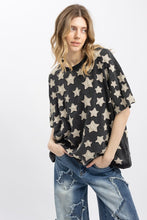 Load image into Gallery viewer, BLUEVELVET - Little Star Patchwork Round Neck Top - BLACK
