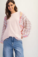 Load image into Gallery viewer, Plus Size-print Mix Washed Knit Top
