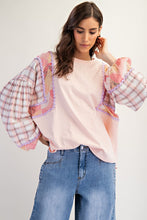 Load image into Gallery viewer, Plus Size-print Mix Washed Knit Top
