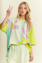 Load image into Gallery viewer, J. Her - Striped Flower Patched Washed Casual Top
