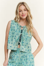 Load image into Gallery viewer, J. Her - Mineral washed Embroidered Flower Pattern Woven vest
