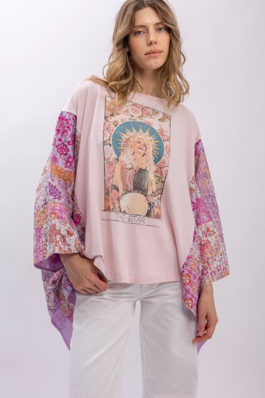 Dolly Parton Print Kantha Poncho Top