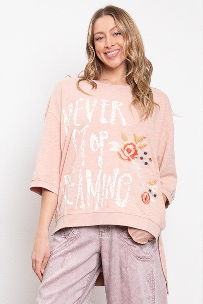 Never Stop Dreaming Embroidered Top