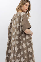 Load image into Gallery viewer, Bluevelvet - Star Patchwork Short Sleeve Long Dress - Charcoal
