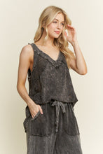 Load image into Gallery viewer, J. Her - Mineral washed Lace Mesh Racerback Tank Top
