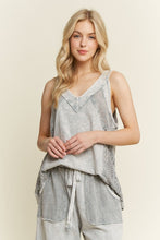 Load image into Gallery viewer, J. Her - Mineral washed Lace Mesh Racerback Tank Top
