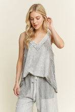Load image into Gallery viewer, J. Her - Mineral washed Lace Mesh Racerback Tank Top
