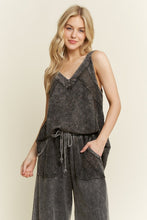 Load image into Gallery viewer, J. Her - Mineral washed Lace Mesh Racerback Tank Top
