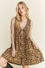 Load image into Gallery viewer, j. Her - Leopard Denim Front Tie Vest Romper
