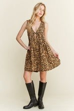 Load image into Gallery viewer, j. Her - Leopard Denim Front Tie Vest Romper
