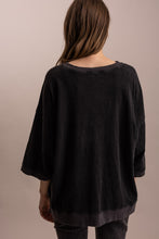 Load image into Gallery viewer, Bluevelvet - Boot Stitch Embroidery Crew Neck Top - Black
