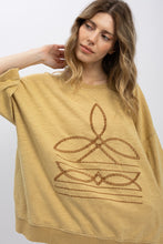 Load image into Gallery viewer, Bluevelvet - Boot Stitch Embroidery Crew Neck Top - Taupe
