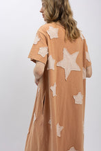 Load image into Gallery viewer, Star Patchwork Short Sleeve Long Dress
