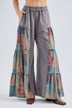 Load image into Gallery viewer, J. Her- Mineral Washed Boho Patch Tiered Wide Pants
