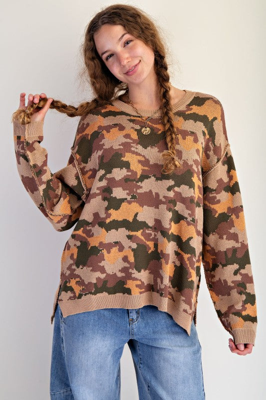Easel - Camouflage Knit Pattern Sweater
