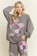 Load image into Gallery viewer, j. Her - Mineral Washed Patch Daisy Longsleeeve Sweatshirt
