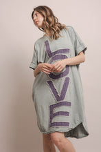 Load image into Gallery viewer, Bluevelvet - Love Lettering Patchwork Short Slv Dress - Sage
