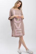 Load image into Gallery viewer, Bluevelvet - Love Lettering Patchwork Short Slv Dress - Mauve
