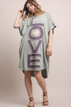 Load image into Gallery viewer, Bluevelvet - Love Lettering Patchwork Short Slv Dress - Sage
