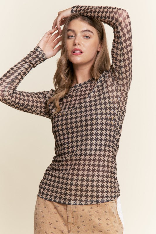 J.NNA - Multi Print Mesh Long Sleeve Top