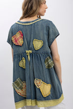 Load image into Gallery viewer, Jolly Heart Patchwork Chambray Top
