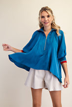 Load image into Gallery viewer, Mock Neck Band Puff Sleeve Blouse
