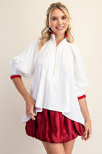 Load image into Gallery viewer, Mock Neck Band Puff Sleeve Blouse
